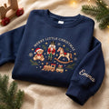 Personalized Merry Little Christmas Nutcracker Teddy Bear Rocking Horse Train Custom Name Sleeve embroidered sweatshirt — front view