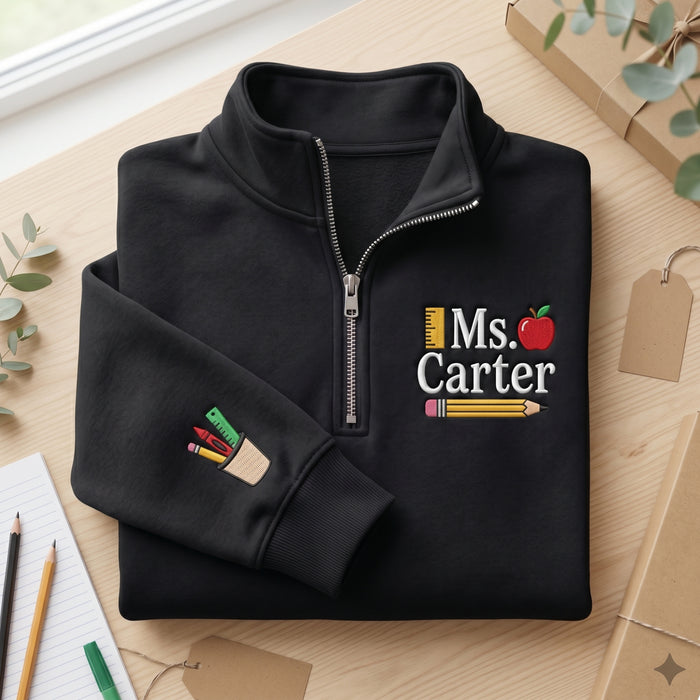 Personalized Teacher Ms Embroidered Quarter-Zip