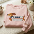 Personalized Dachshund Monorail Train Dog embroidered sweatshirt - front view