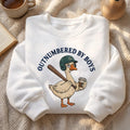 Outnumbered By Boys Baseball Duck Coffee Mom Funny Sport embroidered sweatshirt - front view