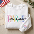 Personalized Teacher Custom Name Colorful Letters Book embroidered sweatshirt - front view
