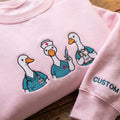 Personalized Nurse Goose Trio RN Scrubs Syringe Clipboard Custom Name Sleeve embroidered sweatshirt - front view