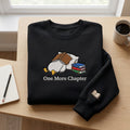 Sleeping Duck Book Stack One More Chapter Reading embroidered sweatshirt - front view