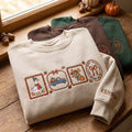 Personalized Fall Goose Pumpkin Truck Floral Bow Autumn Stamps Custom Name embroidered sweatshirt - front view