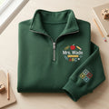Personalized Teacher Name Apple ABC Ruler Pencil embroidered quarter-zip - front view