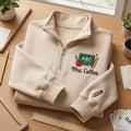 Personalized Teacher ABC Chalkboard Apple Pencil Ruler embroidered quarter-zip - front view