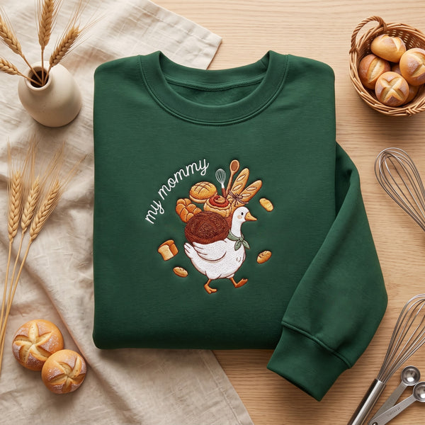 My Mommy Baking Goose Bread Pastry Whisk Spoon embroidered sweatshirt - front view