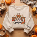 Personalized Spooky Season Pumpkin Latte Fall Leaves Stars embroidered sweatshirt - front view