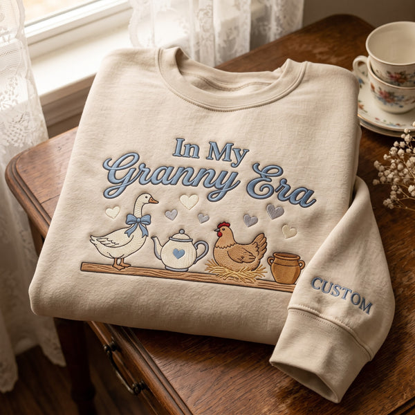 Personalized In My Granny Era Goose Chicken Teapot Custom Sleeve embroidered sweatshirt - front view