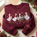 Personalized Christmas Nurse Goose Baby Stroller Santa Hat Snowflakes Holly Custom Name Sleeve embroidered sweatshirt - front view