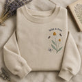 Wild Echinacea Garden Scene Botanical embroidered sweatshirt - front view
