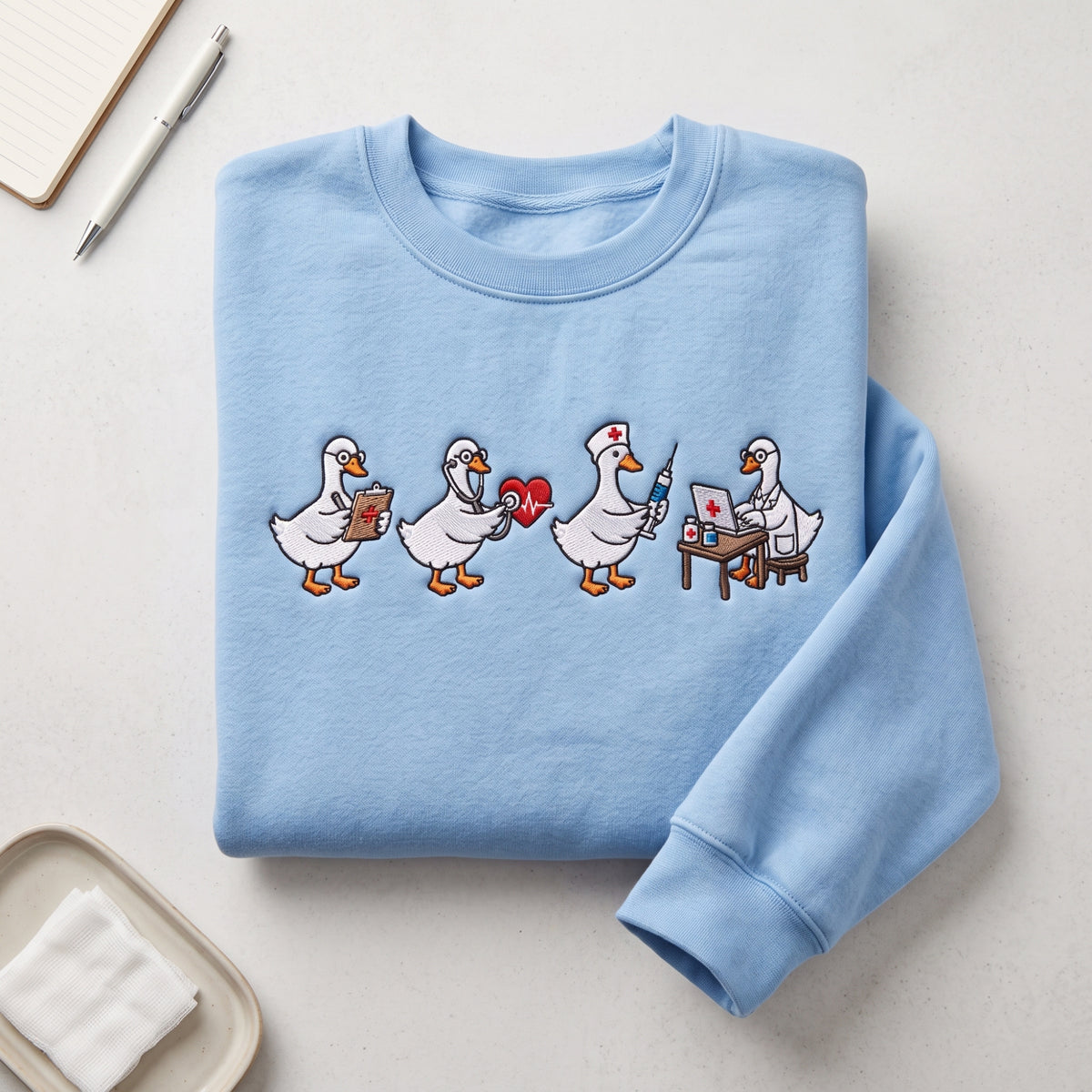 Silly Goose Nurse Doctor Medical Team embroidered sweatshirt - front view