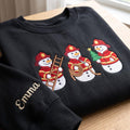 Personalized Christmas Firefighter Snowmen Trio Ladder Hose Tree Custom Name embroidered sweatshirt - front view