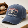 Baseball Dad Custom Team Name embroidered hat in Navy — front view