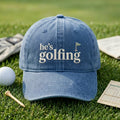 He's Golfing Golf Flag embroidered hat in Navy — front view