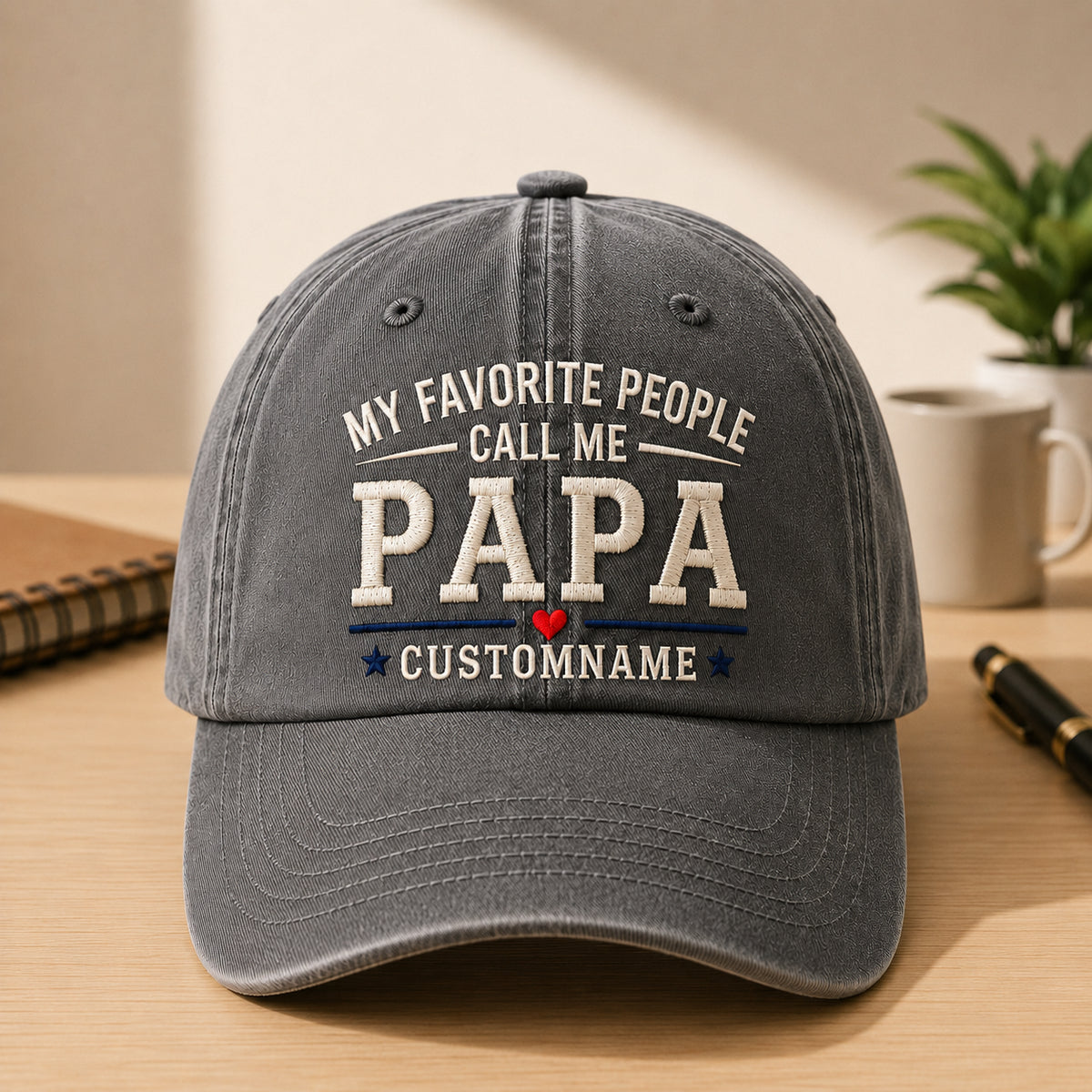My Favorite People Call Me Papa Custom Name embroidered hat — front view