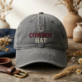 Funny Cowboy Hat Horseshoe Western Joke embroidered hat in Gray — front view
