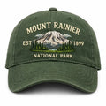 Personalized Mount Rainier EST 1899 embroidered hat in Amy Green — front view