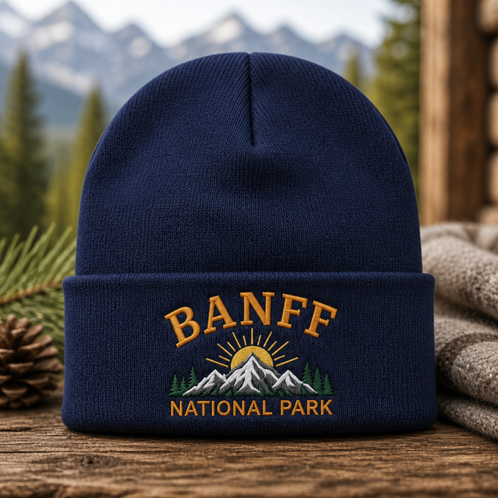 Banff National Park Sunrise Mountain Custom Name Embroidered Beanie