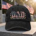 Proud American Dad Flag Letters Eagle Laurel embroidered hat — front view