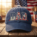 Patriotic Dad Flag Letters Statue of Liberty Eagle embroidered hat — front view