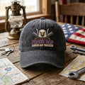 Proud Dad American Trucker Eagle Exhaust Stacks embroidered hat — front view