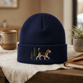 Beagle Walking Pine Trees Embroidered Beanie