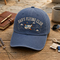 Dads Flying Club Vintage Airplane Clouds embroidered hat — front view