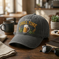 Dads Chill Time Beer Mug Hops Barley embroidered hat — front view