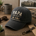 Papa Off Duty Raising Tiny Humans Camp embroidered hat — front view