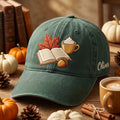 Open Book Pumpkin Latte Maple Leaf embroidered hat — front view