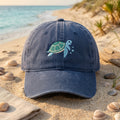Sea Turtle Ocean Bubbles Minimalist embroidered hat — front view