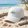 Cute Whale Water Spout Little Fish embroidered hat — front view