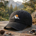 Mountain Peak Orange Sun Minimalist embroidered hat — front view