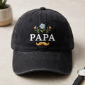Papa Wildflowers Mustache Floral embroidered hat — front view