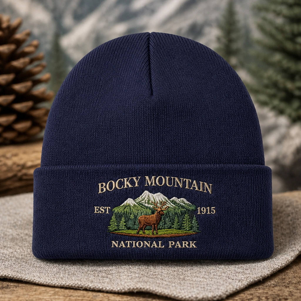 Personalized Rocky Mountain EST 1915 Elk Embroidered Beanie