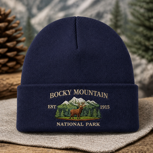 Personalized Rocky Mountain EST 1915 Elk Embroidered Beanie