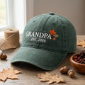 Personalized Grandpa Est Embroidered Hat — Washed Hat