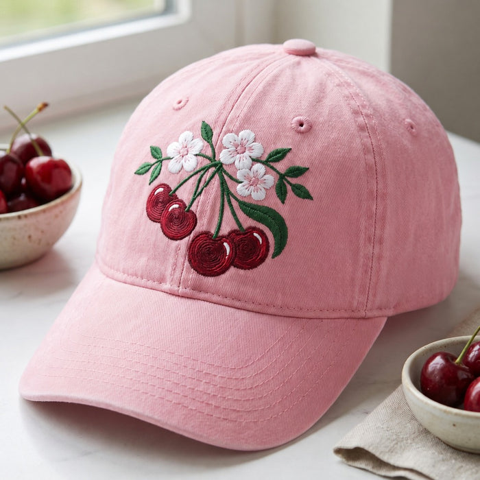 Personalized Cherry Blossom Floral Bouquet Embroidered Hat