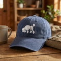 Poodle Dog Sniffing Minimalist embroidered hat — front view