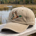 Personalized Flying Mallard Duck embroidered hat — front view