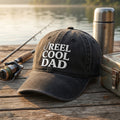 Reel Cool Dad Fishing Hook Embroidered Hat — Washed Hat