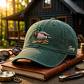 Personalized Mallard Duck Standing Driftwood Embroidered Hat — Washed Hat