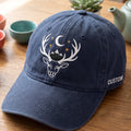 Personalized Mystical Deer Antlers Moon Mountains Stars Embroidered Hat — Washed Hat