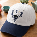 Personalized Mystical Deer Antlers Moon Mountains Stars Embroidered Two-Tone Hat