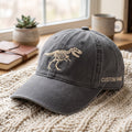 Personalized T-Rex Dinosaur Skeleton Fossil Embroidered Hat — Washed Hat