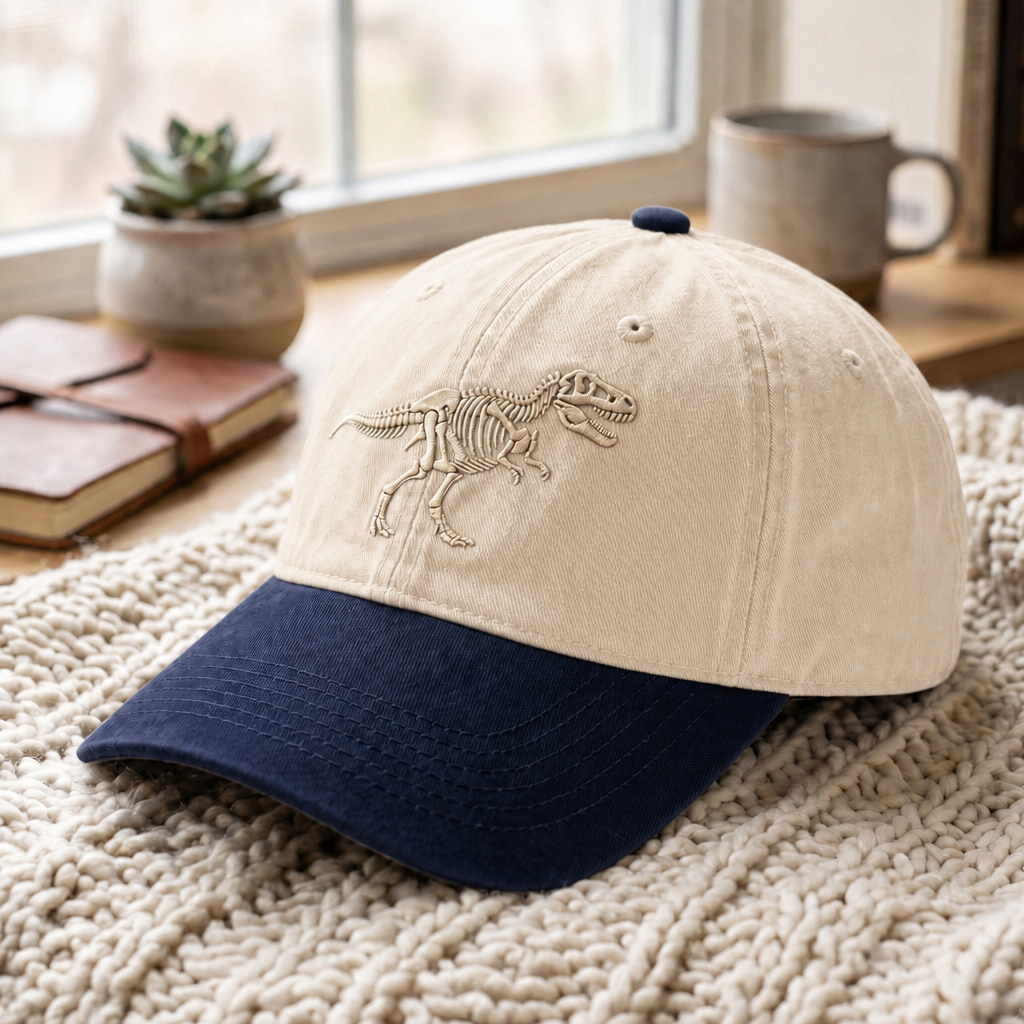Personalized T-Rex Dinosaur Skeleton Fossil Embroidered Two-Tone Hat