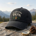 My Favorite People Call Me Papa Camping Campfire Mountains Trees Embroidered Hat — Washed Hat