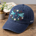 Dragonfly Floral Wreath Daisy Wildflower Wild Embroidered Hat — Washed Hat
