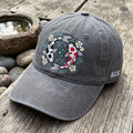 Koi Fish Yin Yang Cherry Blossom Embroidered Hat — Washed Hat